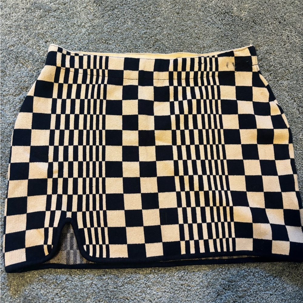 Checkered navy and Cream Skirt